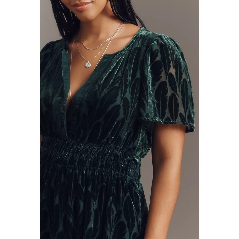 nwt by ANTHRPOLOGIE sz 3X Somerset Maxi Dress: Velvet Edition in turquoise - Picture 2 of 3